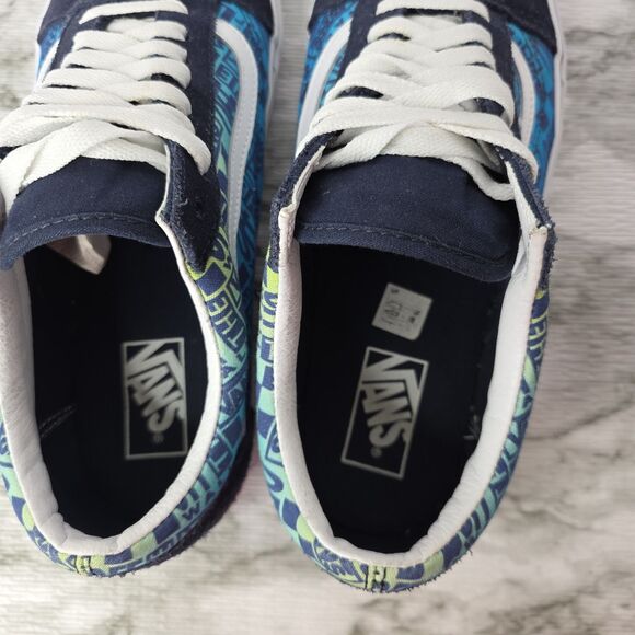 Vans Old Skool Classic Skate Shoes Unisex M 10.5 W 12 Navy Canvas Suede 721356 - Picture 8 of 12